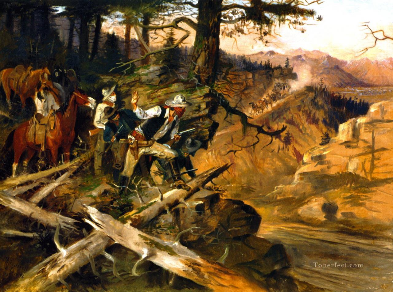 the ambush 1896 Charles Marion Russell Indiana cowboy Oil Paintings